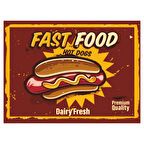 Hot Dog Temalı Retro Ahşap Poster Tablo | Vintage Fast Food Duvar Dekoru