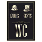 Ladies Gents WC Yazılı Vintage Temalı Ahşap Retro Wc Kapı Posteri