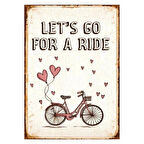 Let's Go For a Ride Yazılı Bisiklet Temalı Ahşap Retro Poster Tablo