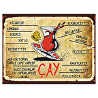 Çay Kültürü Temalı Retro Ahşap Poster Tablo | Paylaşım, Nezaket ve Keyif Dekoru