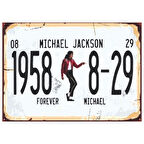 Michael Jackson 1958-08-29 Tarihli Ahşap Retro Plaka Poster Tablo