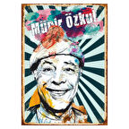 Münir Özkul Portresi Temalı Ahşap Retro Türk Sineması Poster Tablo