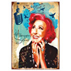 Müzeyyen Senar Portresi Temalı Ahşap Retro Türk Sanat Müziği Poster Tablo