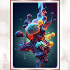 Biyolojik Formlu Renk Patlaması Tablosu - Modern 3D Pleksi Dekor