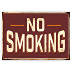 No Smoking Yazılı Retro Stil Ahşap Uyarı ve Dekoratif Poster Tablo