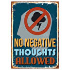 No Negative Thoughts Allowed Yazılı Ahşap Retro Pozitif Düşünce Poster Tablo