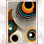 Dairesel Soyut Op-Art Tablosu - Retro Renkli Pleksi Dekor