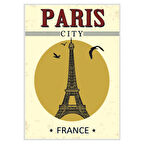 Paris Eyfel Kulesi Retro Ahşap Tablo - Nostaljik Şehir Posteri