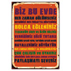 Ev Kuralları Retro Ahşap Tablo - Aile Temalı Poster Tasarımı