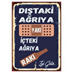 Rakı Mizahı Retro Ahşap Tablo - Esprili Türk Kültürü Tasarımı