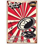 Retro Party Ahşap Tablo - Cumartesi Gecesi Gramofon Temalı Dekor