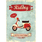 Retro Scooter Ahşap Tablo - Vintage Riding Temalı Nostaljik Tasarım