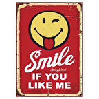 Smile If You Like Me Retro Ahşap Tablo - Eğlenceli Gülümseten Tasarım