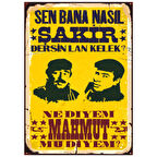 Mahmut ile Şakir Retro Ahşap Tablo - Yeşilçam Replikli Esprili Tasarım