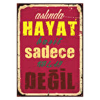 Hayat Basit Sadece Kolay Değil Retro Ahşap Tablo - Minimal Felsefi Yazı Tasarımı