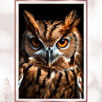 Karamel Tüy Desenli Baykuş - UV Baskılı Duvar Tablosu