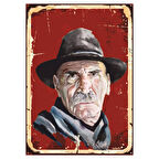 Yeşilçam Karakter Portresi Retro Ahşap Tablo – Anadolu'nun Sessiz Kahramanı Temalı Tasarım