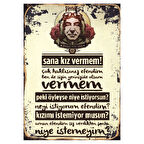 Yeşilçam Replikli Retro Ahşap Tablo – Sana Kız Vermem! Komik Diyalog Tasarımı