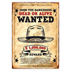 Wanted Poster Retro Ahşap Tablo – Western Tarzı Aranıyor Afişi ve Kovboy Temalı Dekor