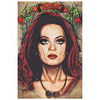 Sevgi Neydi? Türkan Şoray Portreli Retro Ahşap Tablo – Duygusal İllüstrasyon Tasarımı