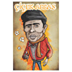 Çiçek Abbas Karikatür Tasarımlı Retro Ahşap Tablo 