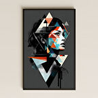 Geometrik Soyut Kadın Portresi Şeffaf Pleksi Tablo