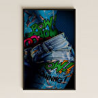 Çizgi Roman Efektli Pop-Art Jean Tasarımlı Şeffaf Pleksi Tablo