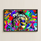Renk Patlamalı Aslan Temalı Şeffaf Pleksi Tablo