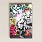 Graffiti Gandhi ve Aşk Mesajlı Şeffaf Pleksi Pop-Art Tablo