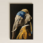 İnci Küpeli Fil Temalı Şeffaf Pleksi Sanat Tablosu