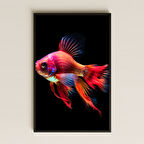 Renkli Neon Japon Balığı Tasarımlı Şeffaf Pleksi Tablo