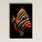 Turuncu Mavi Desenli Tropikal Balık Şeffaf Pleksi Tablo