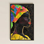 Geometrik Başörtülü Siluet Afro Kadın Şeffaf Pleksi Tablo