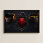 3 Wise Swag Şapkalı Maymunlar Dijital Sanat Pleksi Tablo