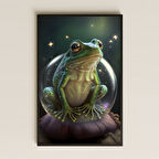 Büyülü Kristal Fanus İçinde Kurbağa Dijital Sanat Pleksi Tablo
