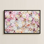 Pembe Beyaz Gül ve Şakayık Çiçek Desenli Dijital Fotoğraf Pleksi Tablo