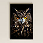 Karanlık Fon Üzerinde Portre Baykuş Dijital Sanat Pleksi Tablo