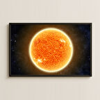 Gerçekçi Güneş Görseli ve Uzay Fonlu Dijital Sanat Pleksi Tablo