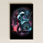 Astronot ve Bateri Temalı Pleksi Tablo - Uzay Müzik Dekoru