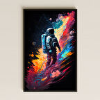 Renk Patlaması Temalı Astronot Pleksi Tablo - Uzay Sanatı Dekoru