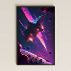 Uzay Savaş Gemisi ve Asteroit Alanı Temalı Pleksi Tablo - Bilimkurgu Aksiyon Dekoru