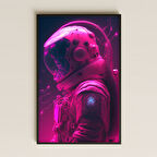 Neon Pembe Cyber Astronot Portre Pleksi Tablo - Futuristik Uzay Sanatı