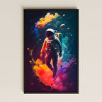 Renkli Nebula İçinde Süzülen Astronot Pleksi Tablo - Kozmik Sanat Dekoru