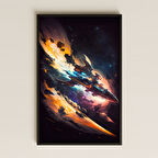 Alev Kuyruklu Uzay Savaş Gemisi Temalı Pleksi Tablo - Epik Bilimkurgu Dekoru