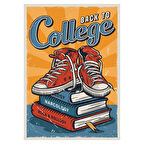 Back to College Temalı Retro Ahşap Poster | Converse ve Kitaplar