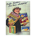 Bird's Retro Alışveriş Posteri | Ahşap Vintage Duvar Tablosu