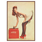 Kırmızı Topuklu Vintage Kadın İllüstrasyonlu Ahşap Tablo