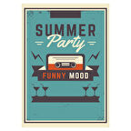 Summer Party Funny Mood Yaz Temalı Retro Ahşap Tablo