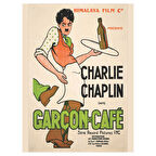 Charlie Chaplin Garçon de Café Fransız Afiş Tarzı Retro MDF Tablo