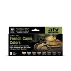 Vallejo 71644 8x18 ml. French Camo Colors PreWar & WWII, Model Air Serisi Model Boyası Seti